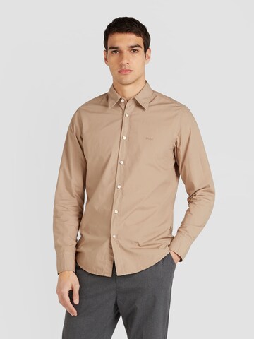 BOSS Regular fit Button Up Shirt 'Relegant' in Brown: front