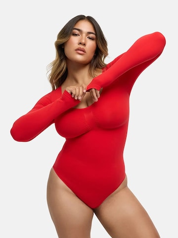cfab Shapingbody 'Bodysuit Sculpting Shapewear Longsleeve mit Slip' i röd