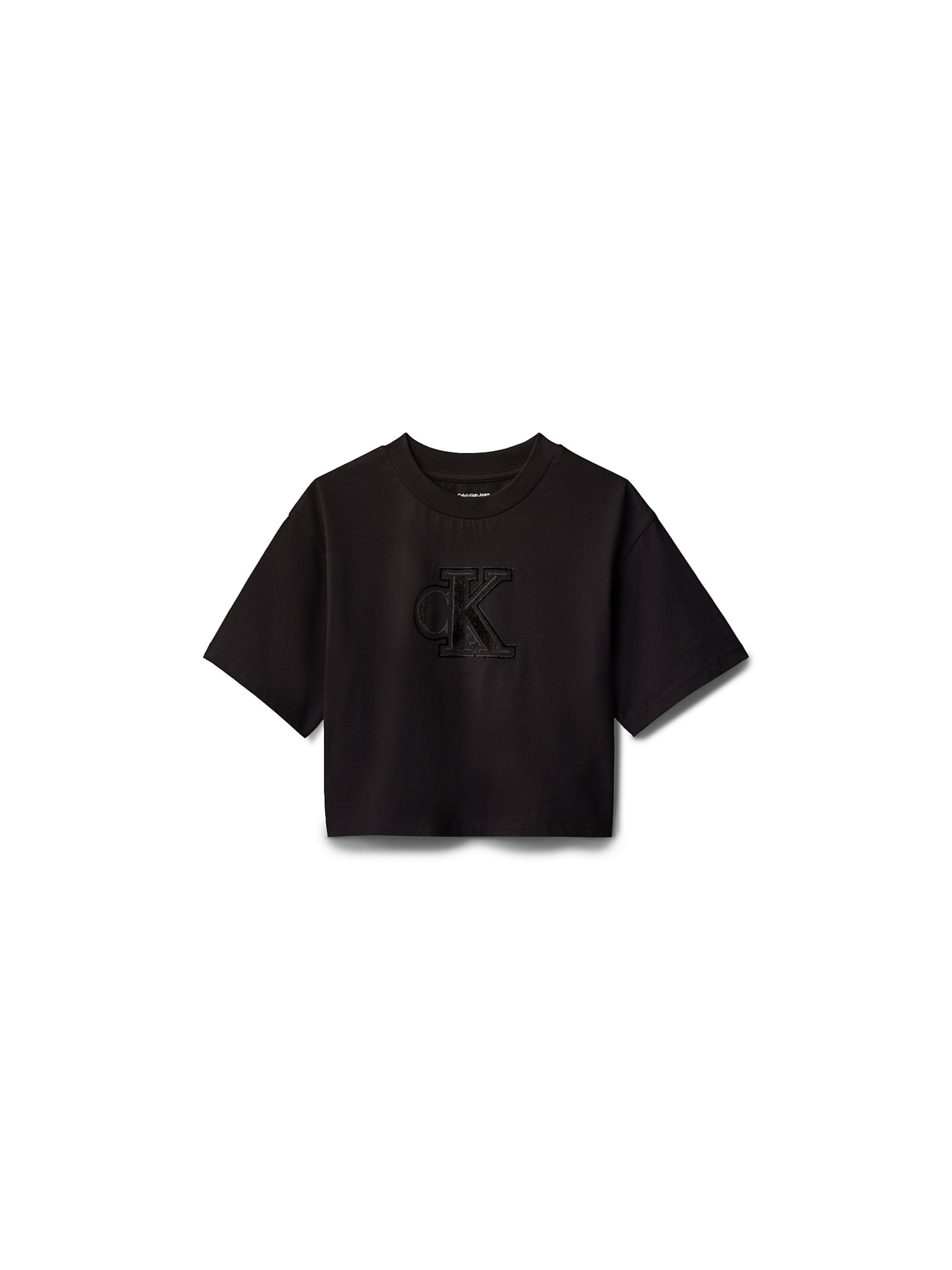T-Shirt 'Boxy Logo' Calvin Klein Jeans en noir : devant