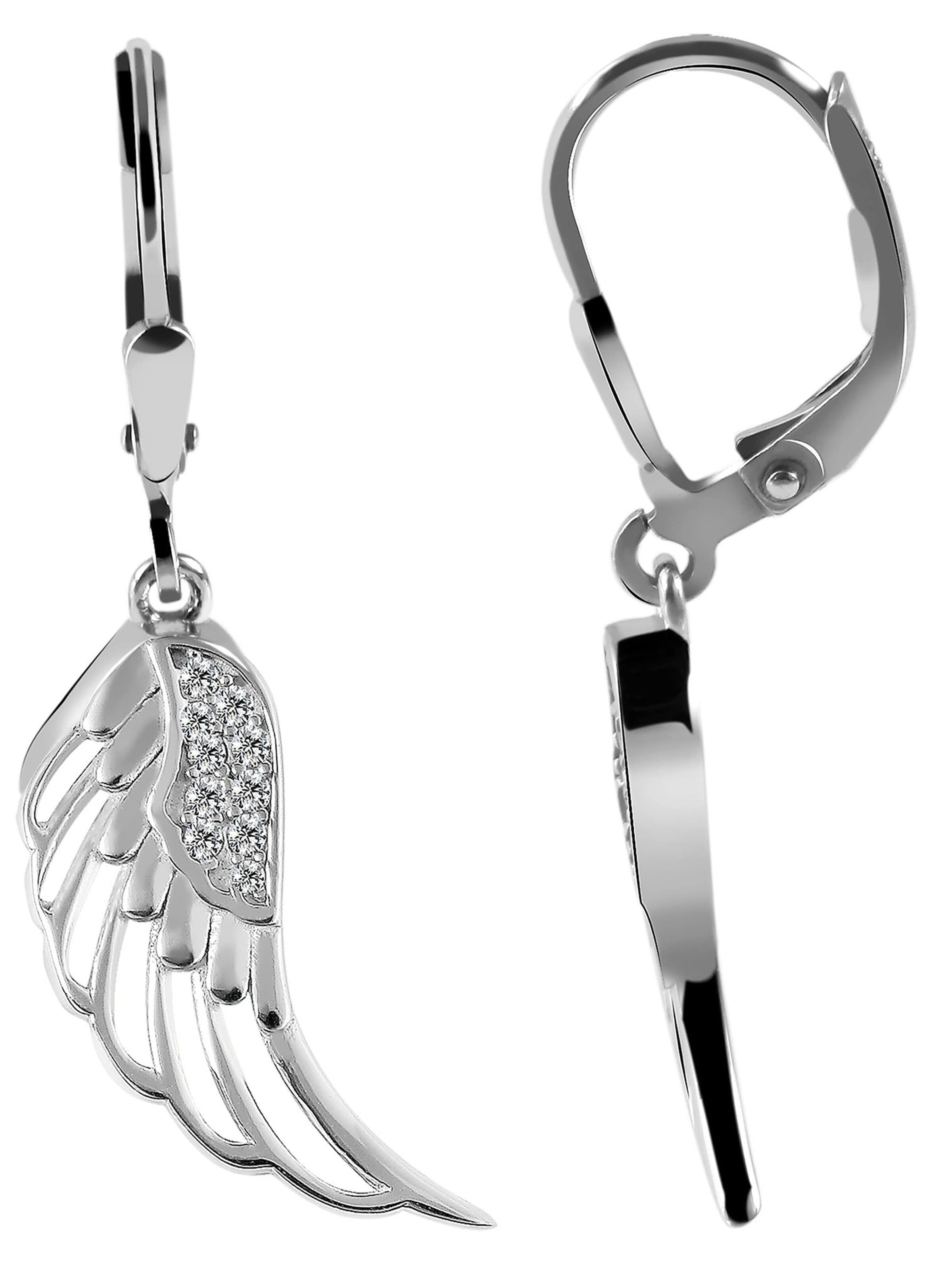 Akzent Earrings '"Engelsflügel Allanah" aus 925 Sterlingsilber, rhodiniert,' in Silver