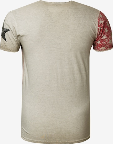 Rusty Neal Cooles T-Shirt mit V-Ausschnitt in Beige