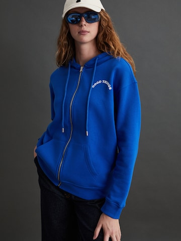 Grimelange - Sudadera con cremallera en azul: frente