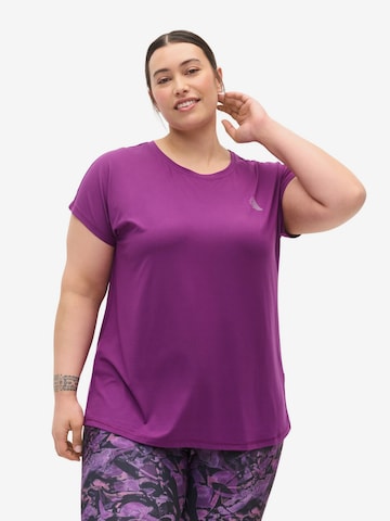 Active by Zizzi Performance Shirt in Purple: front