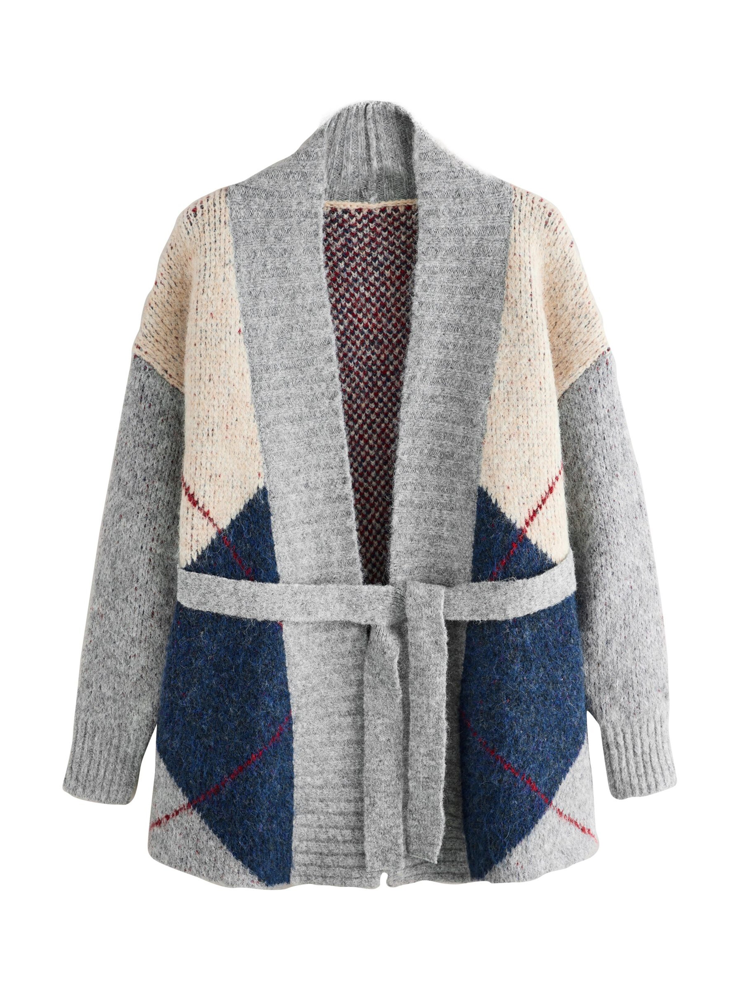 Next Плетено манто в синьо: отпред