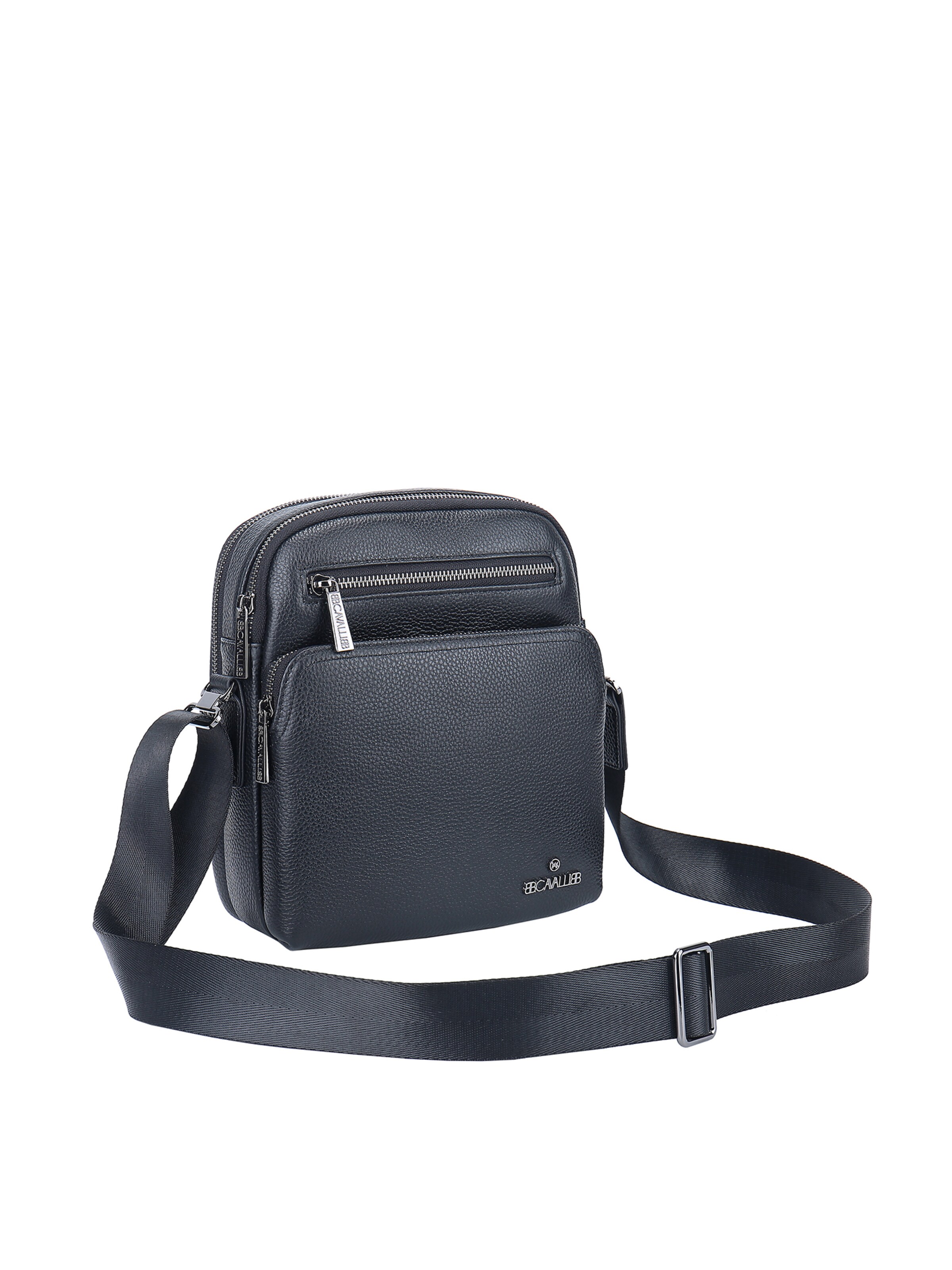 Borsa a tracolla 'Borsa a Tracolla Uomo Vera Pelle - Chiusura Zip B Cavalli' di B. Cavalli in nero