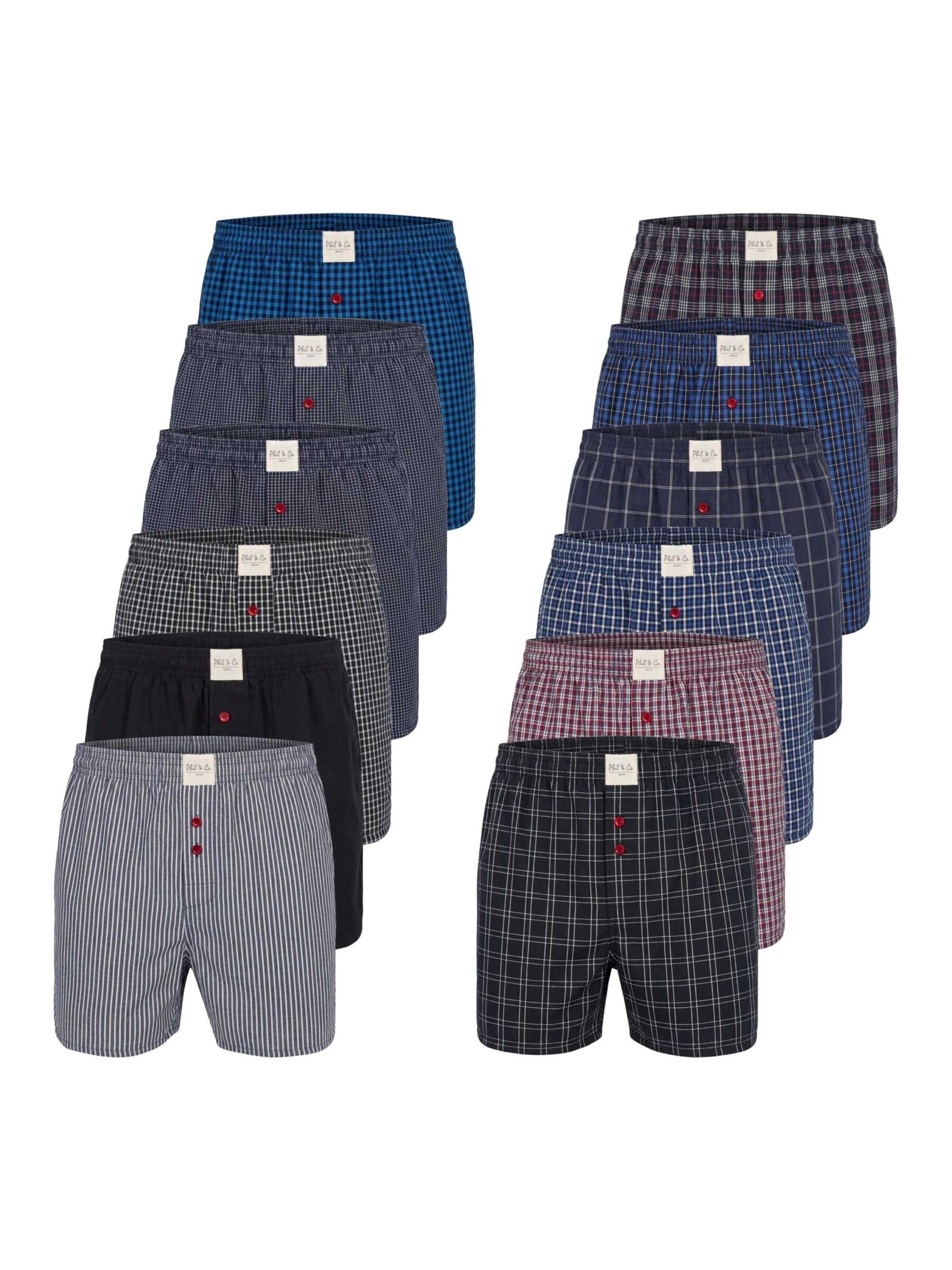 Phil & Co. Berlin Boxer shorts 'Phil & Co. Berlin Men's Woven Boxers 12 Pack – Loose Fit Boxer Shorts – 60% Cotton & 40% Polyester – Breathable, Wrinkle-Resistant & Easy Care' in XXL in Mixed colours, Item view