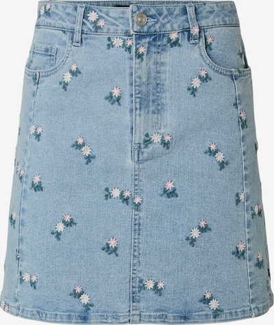 Fustă 'PCFlora' PIECES pe albastru denim / verde petrol / rosé / alb murdar, Vizualizare produs