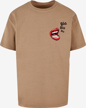 Merchcode Shirt 'Bla Bla Bla Comic' in Beige: voorkant