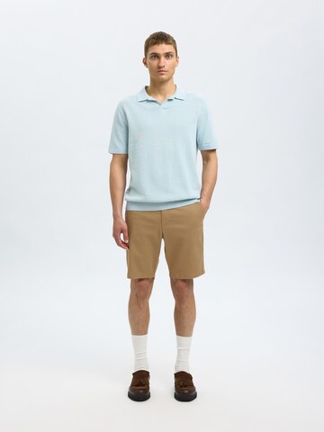 SELECTED Slim fit Trousers in Brown: front