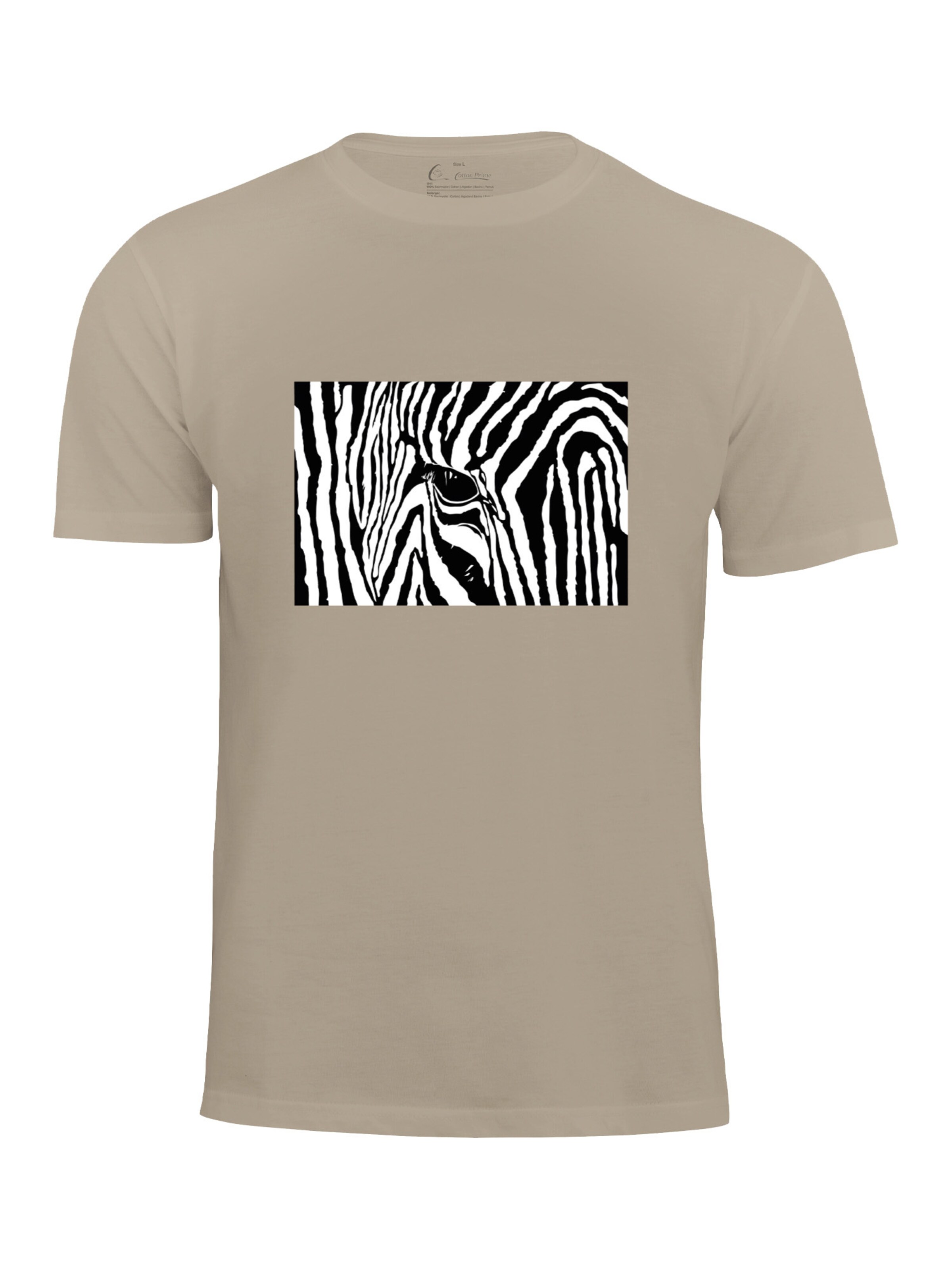 Cotton Prime Camisa 'Black & White Zebra Eye' em bege / preto / branco, Vista do artigo