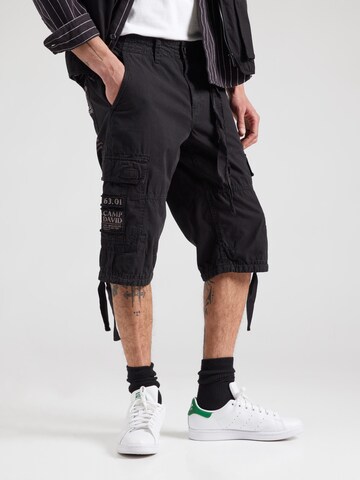 CAMP DAVID Regular Cargo trousers in Black: front