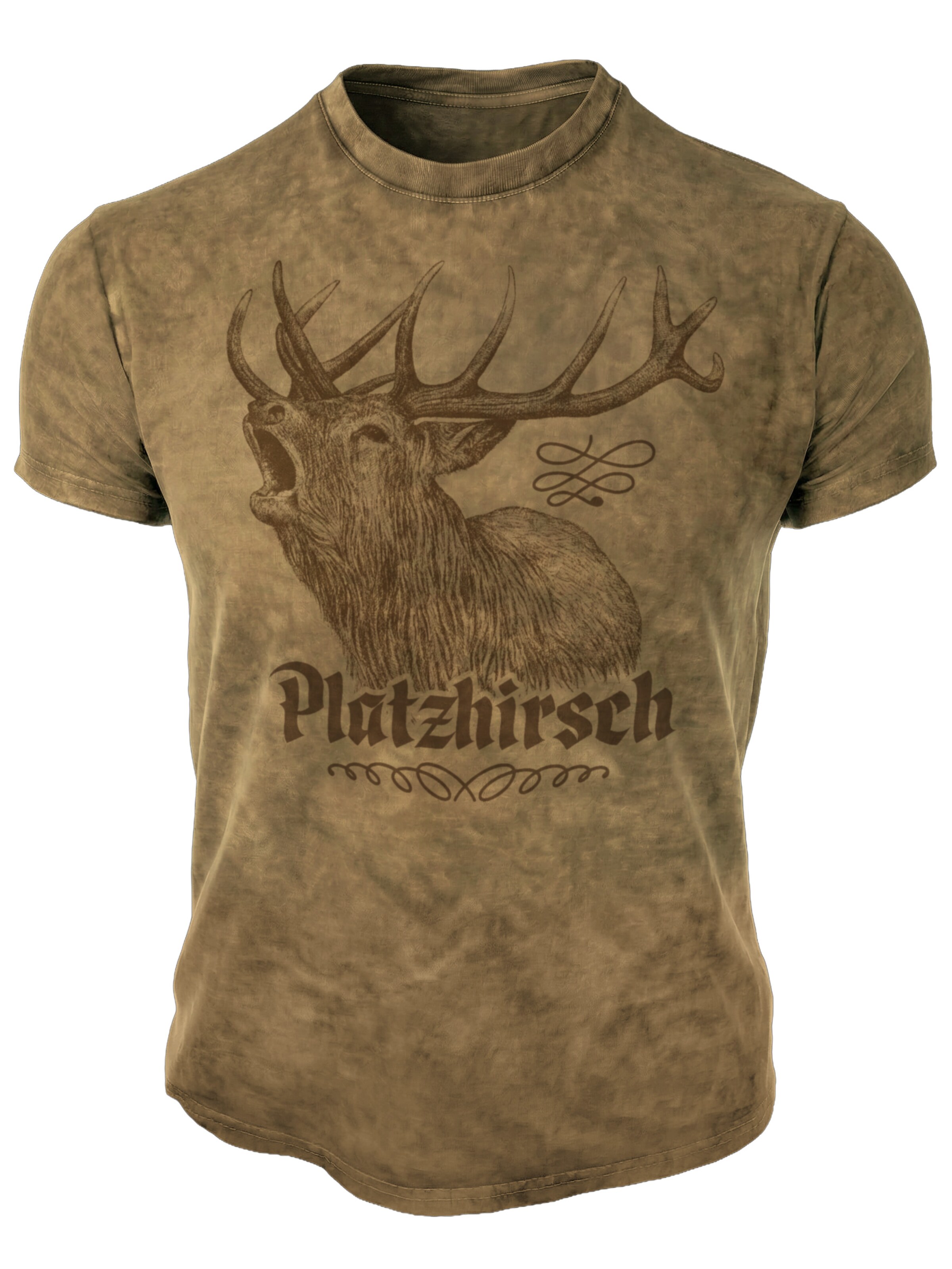 Lobo Negro Trachtenshirt 'Platzhirsch'‌ in Braun: Vorderseite