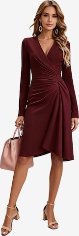 KoJooin Dress 'Damen Elegantes Wickelkleid mit V-Ausschnitt und geraffter Taille – Langarm Cocktail und Partykleid' in Red: front