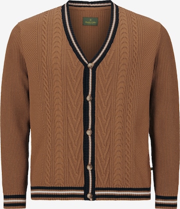 Charles Colby Knit Cardigan ' Duke Starks ' in Brown: front