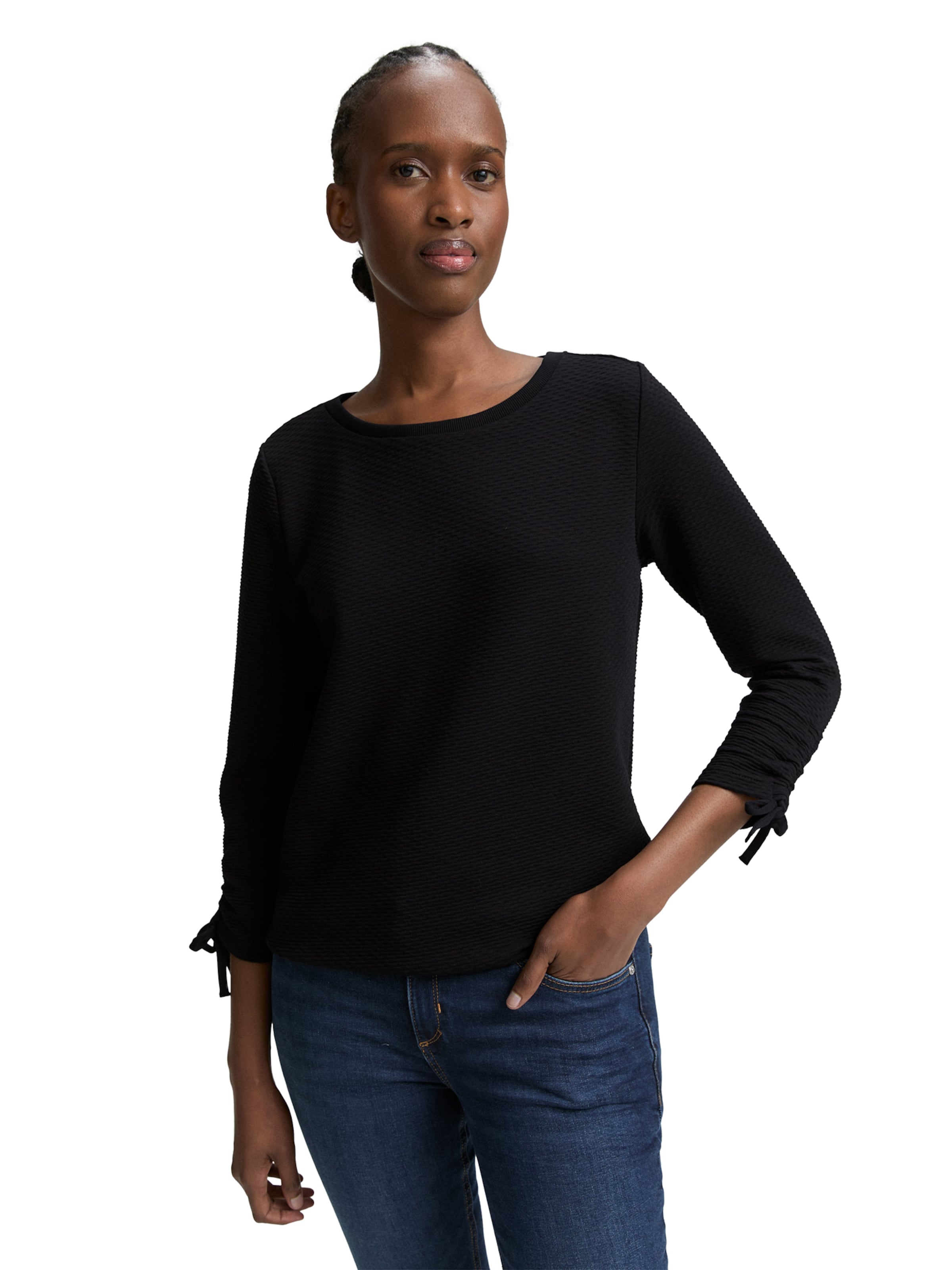 TOM TAILOR DENIM Sweatshirt in Black: front