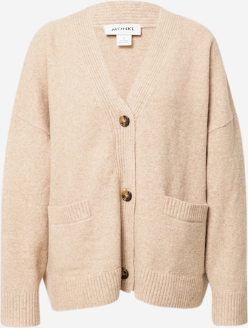 Monki Knit cardigan in Brown: front