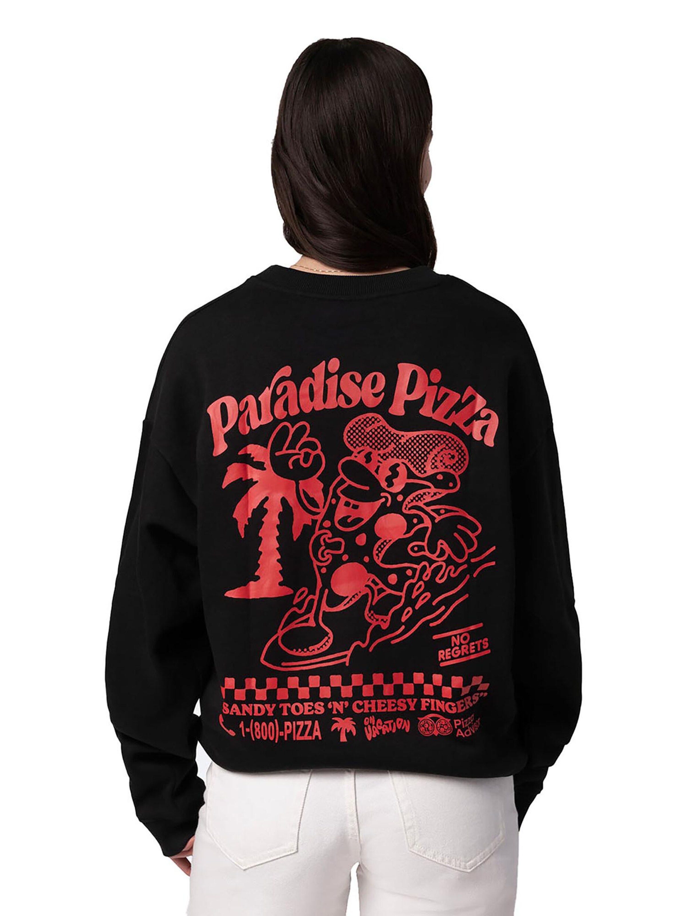 On Vacation Sweater 'Paradiese Pizza' in Black