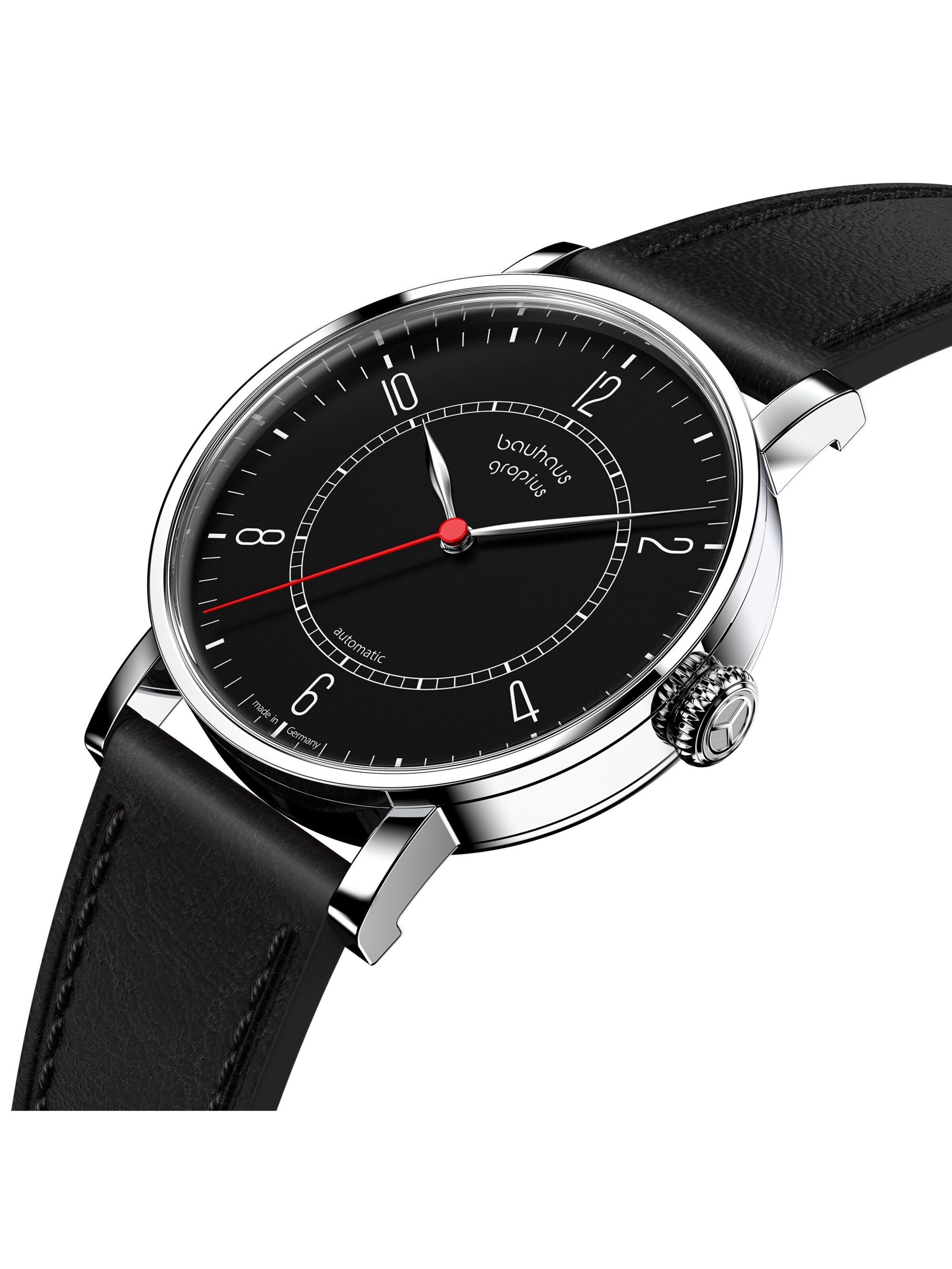 WALTER GROPIUS Analoguhr 'NEW BAUHAUS AUTOMATIK'‌‌‌ in Schwarz