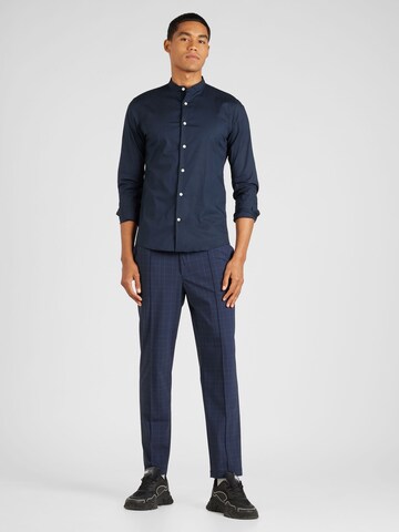 Lindbergh Slim Fit Hemd 'Manderin' in Blau