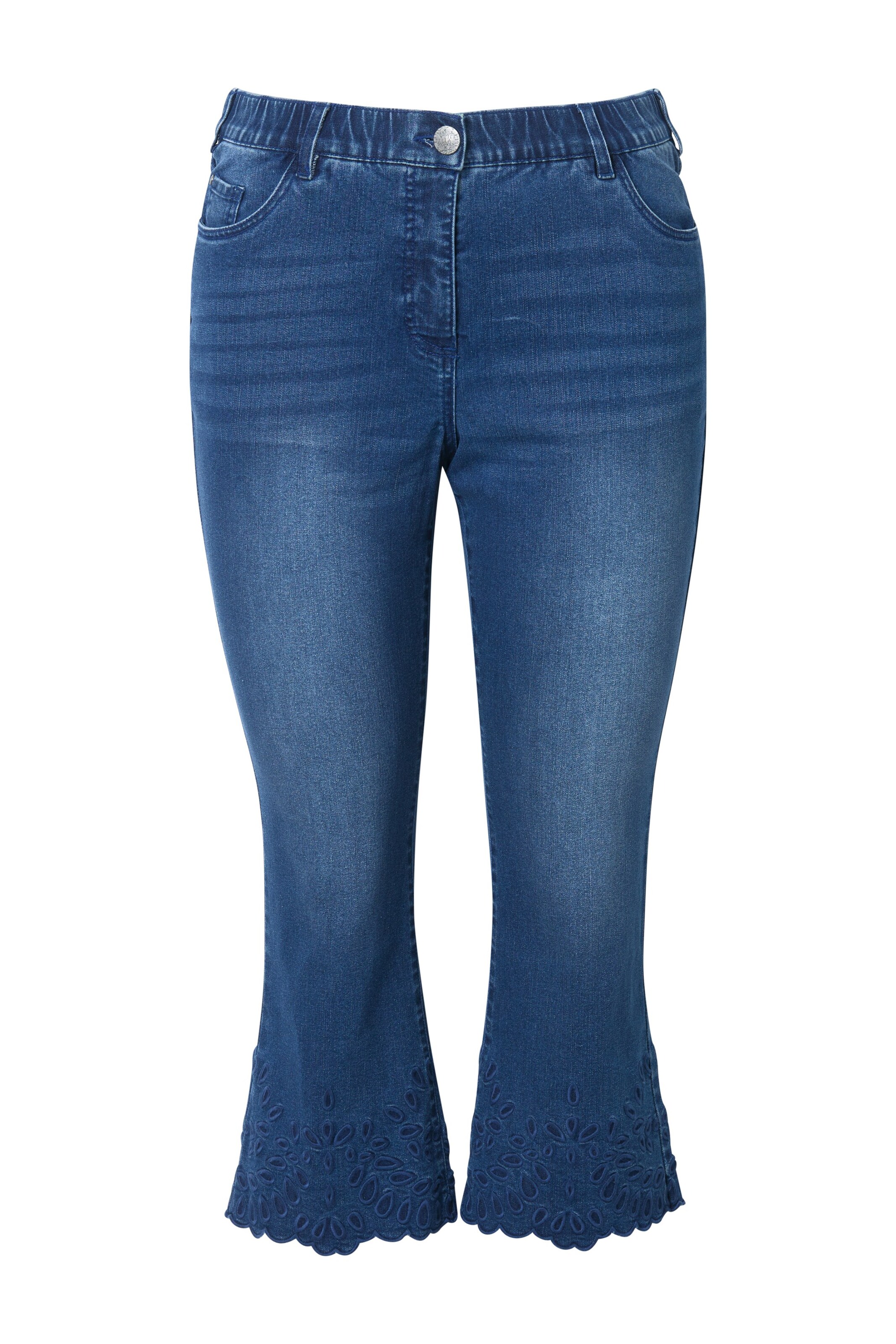 Ulla Popken Bootcut Jeans in Blauw: voorkant
