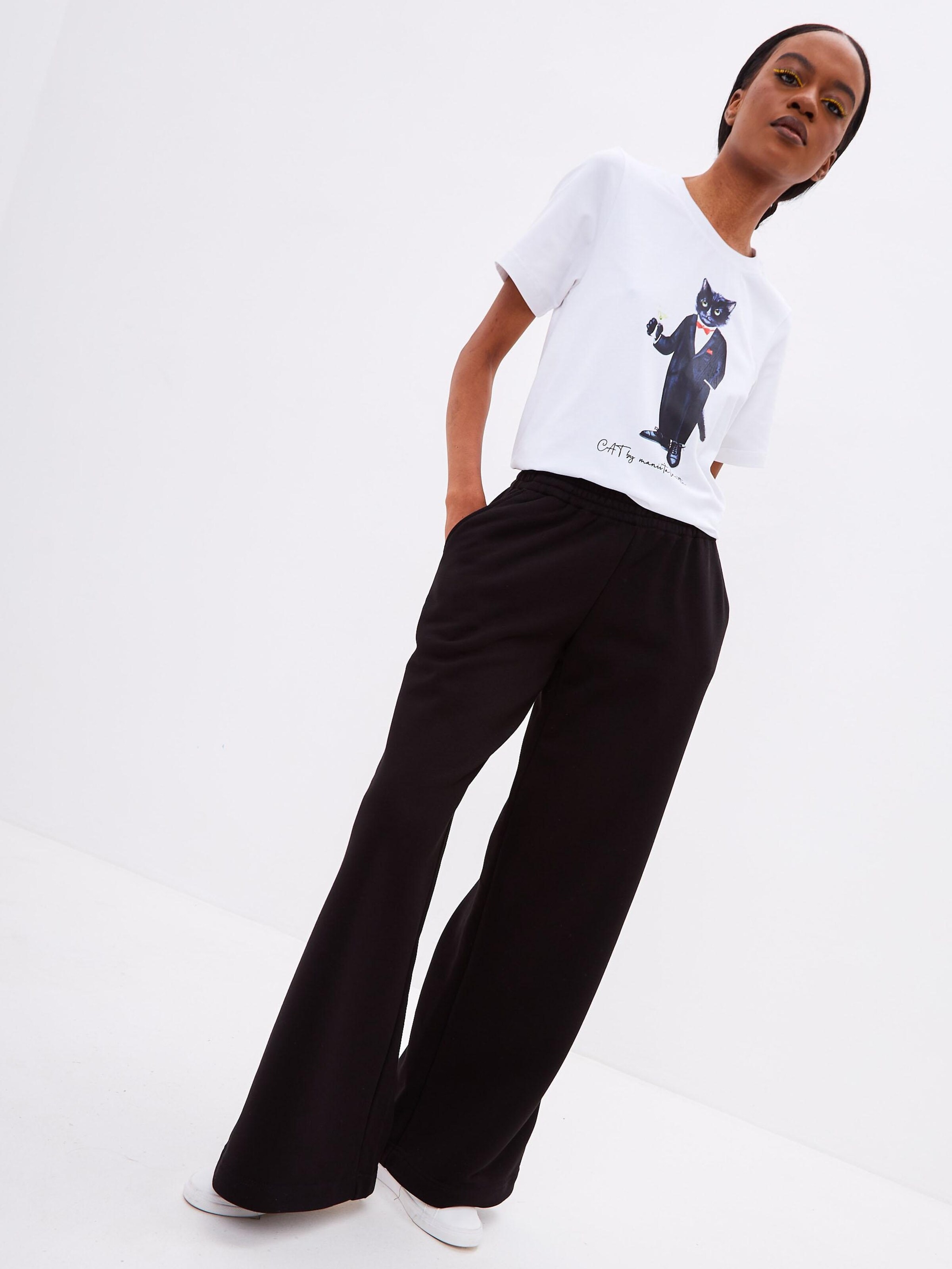 Cat e Lolette Regular Housut 'Palazzo Trousers' värissä musta