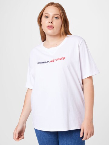 Tricou de la Tommy Hilfiger Curve pe alb: față