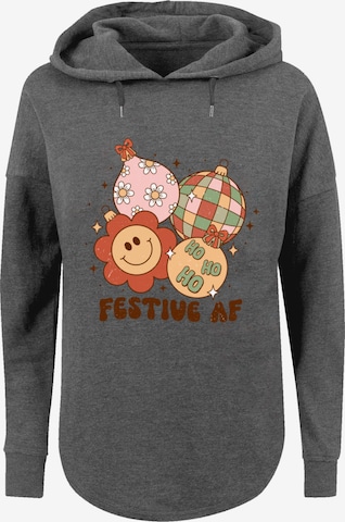 Sweat-shirt 'Festive AF Christmas Tree Balls' F4NT4STIC en gris : devant