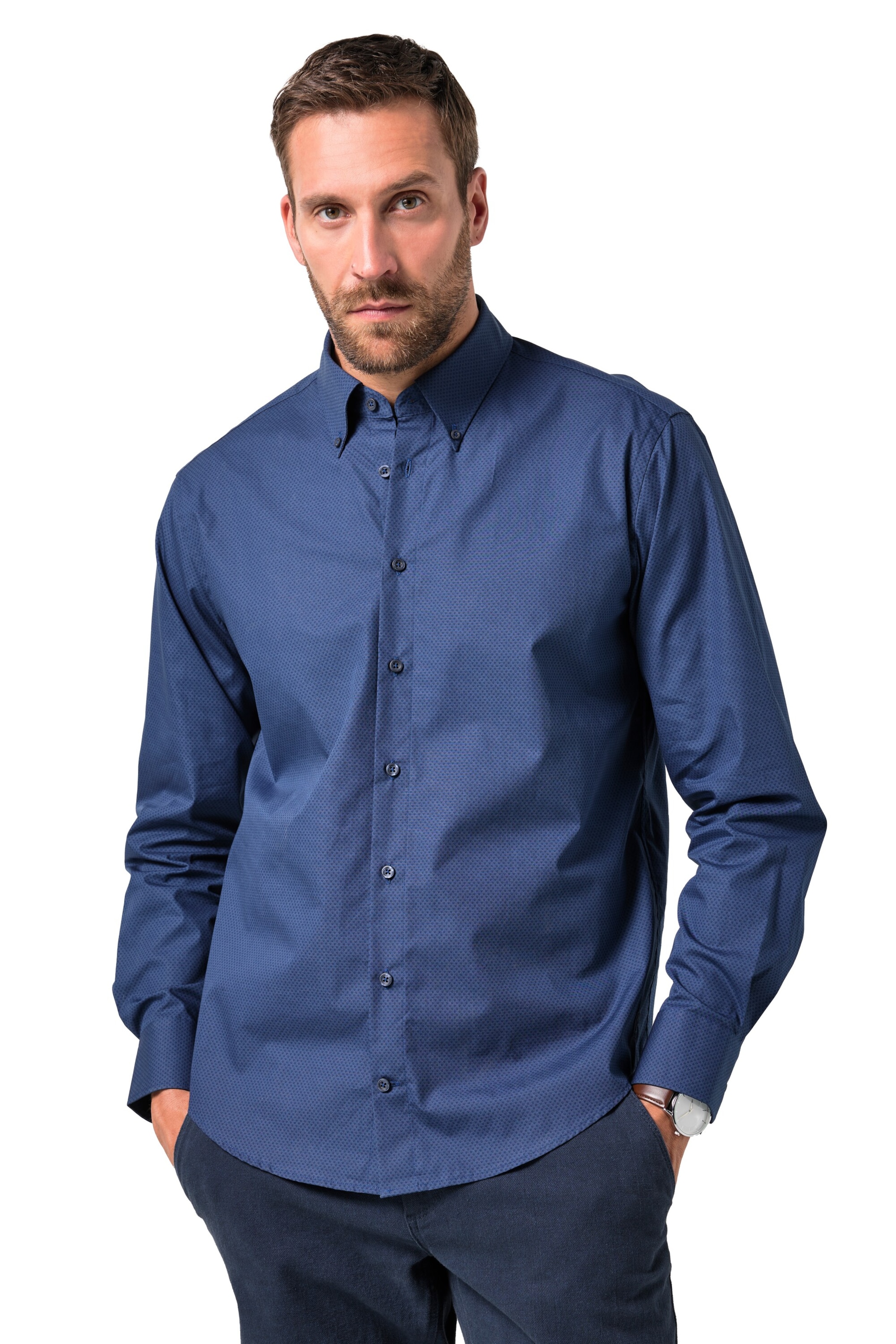 JP1880 Regular fit Overhemd in Blauw: voorkant