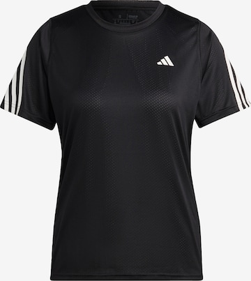 ADIDAS PERFORMANCE Λειτουργικό μπλουζάκι 'Run Icons 3-Stripes Low-Carbon' σε μαύρο: μπροστά