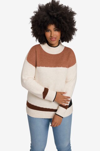 Pull-over Ulla Popken en beige : devant