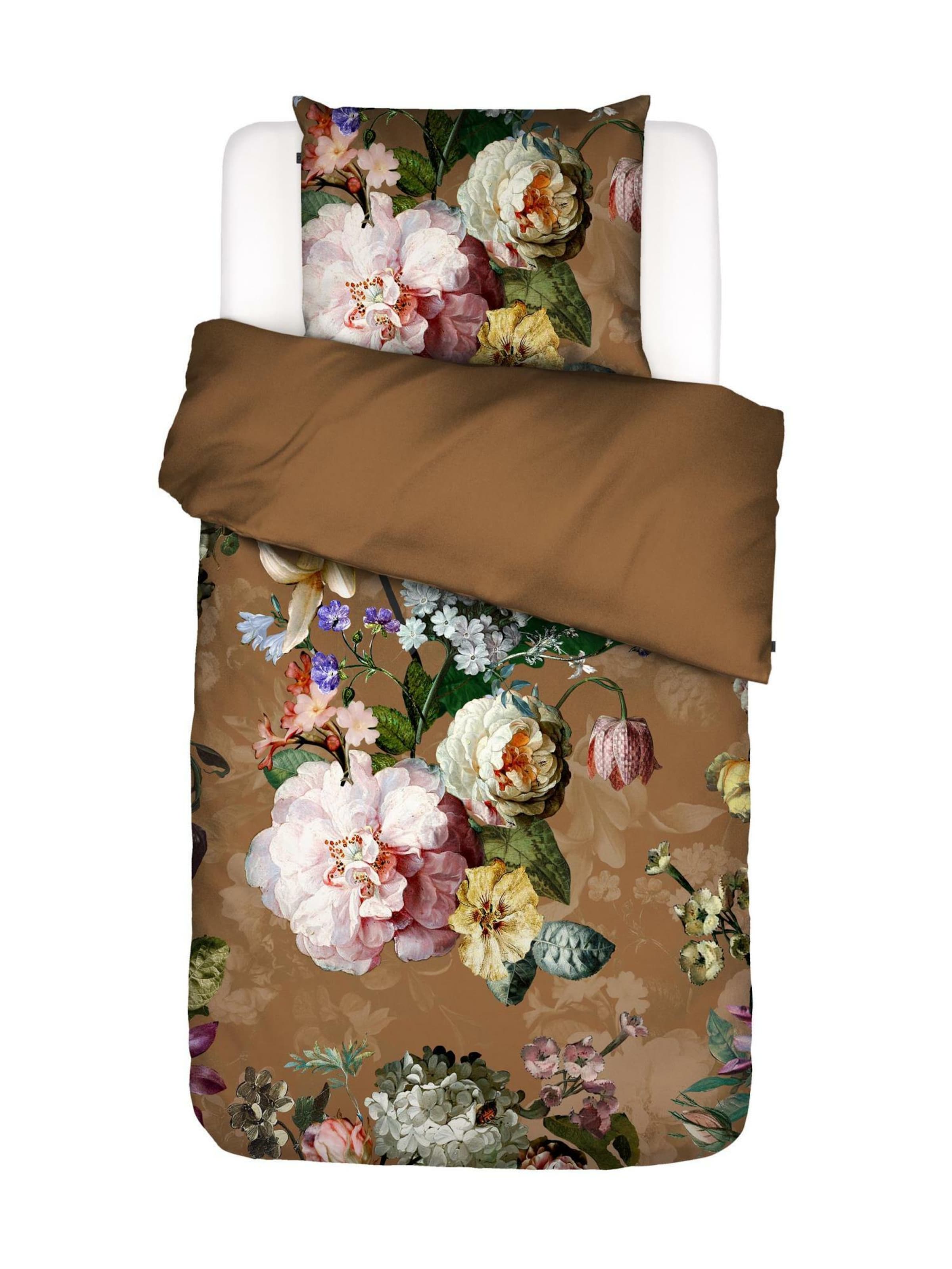 ESSENZA Duvet Cover 'Fleur' in Brown: front