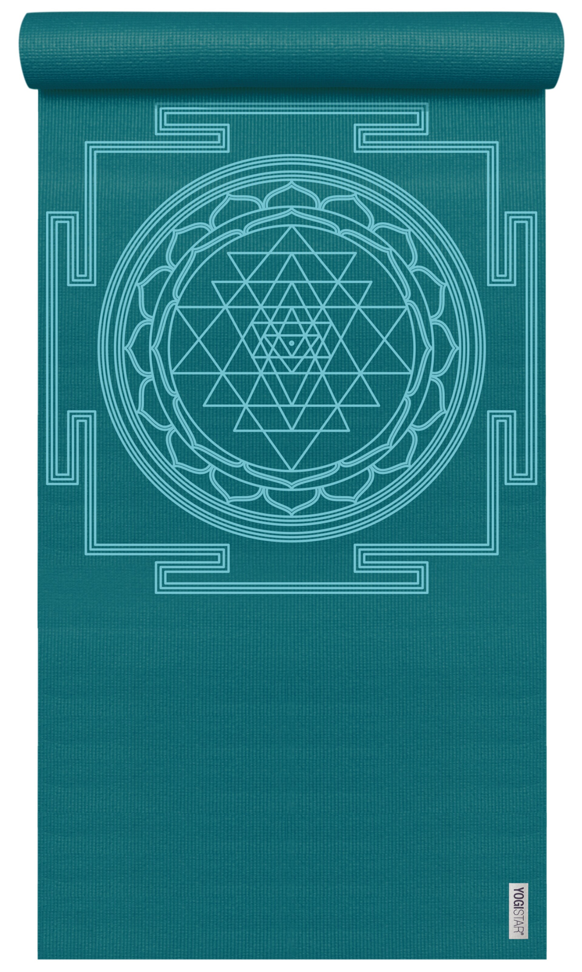 YOGISTAR.COM Yogamatte 'Basic Sri Yantra' in Blau: Vorderseite