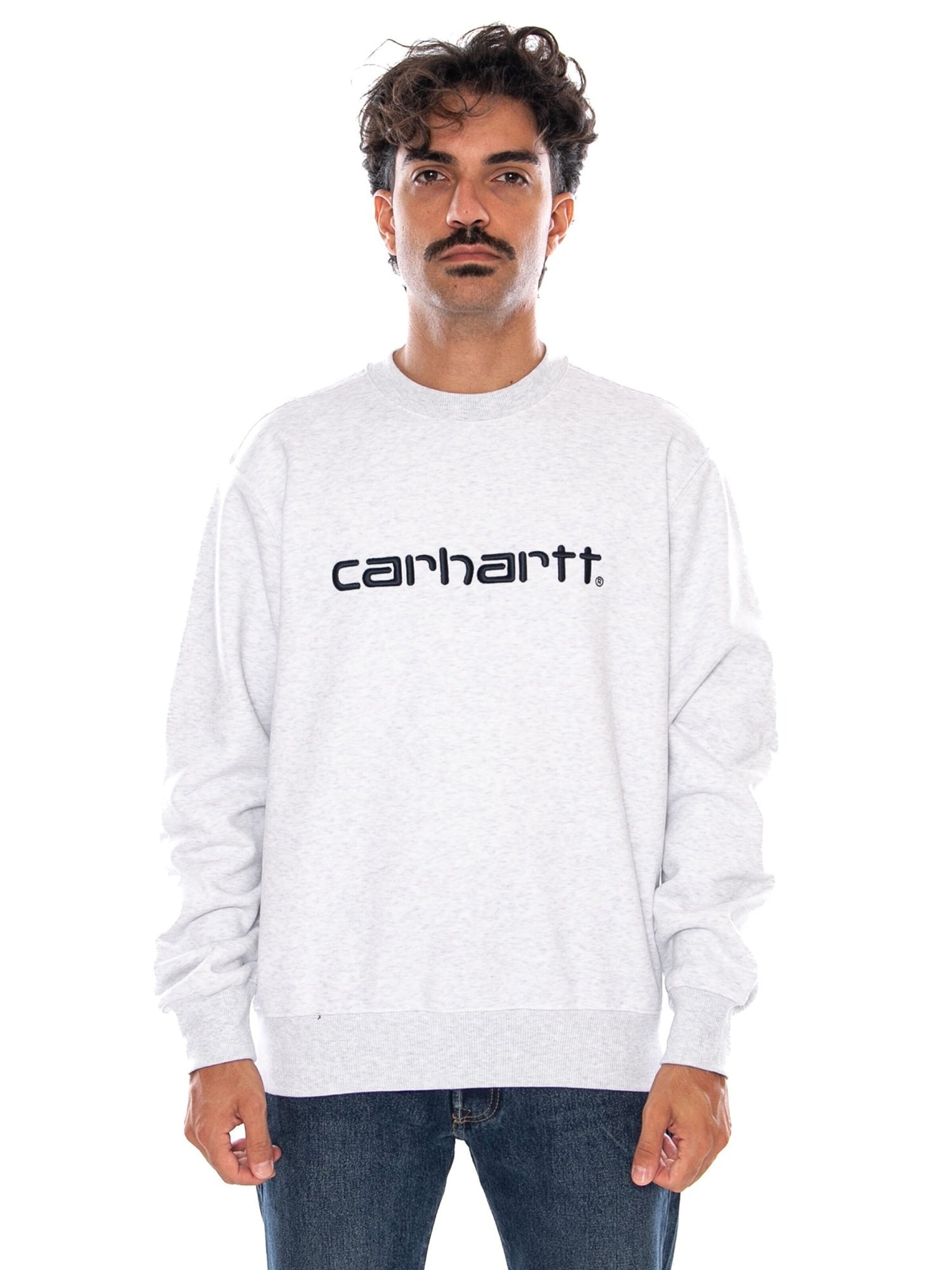 Carhartt WIP Sweatshirt 'CARHARTT SWEAT ASH HEATHER / GRAPHITE' in Grijs: voorkant