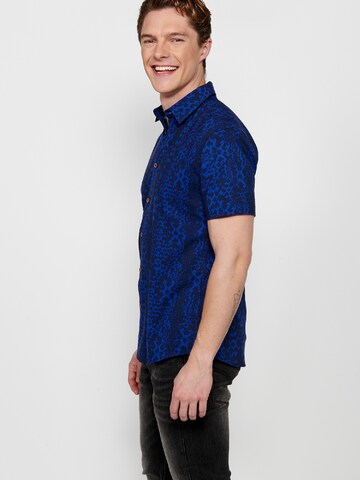 KOROSHI Slim fit Button Up Shirt in Blue