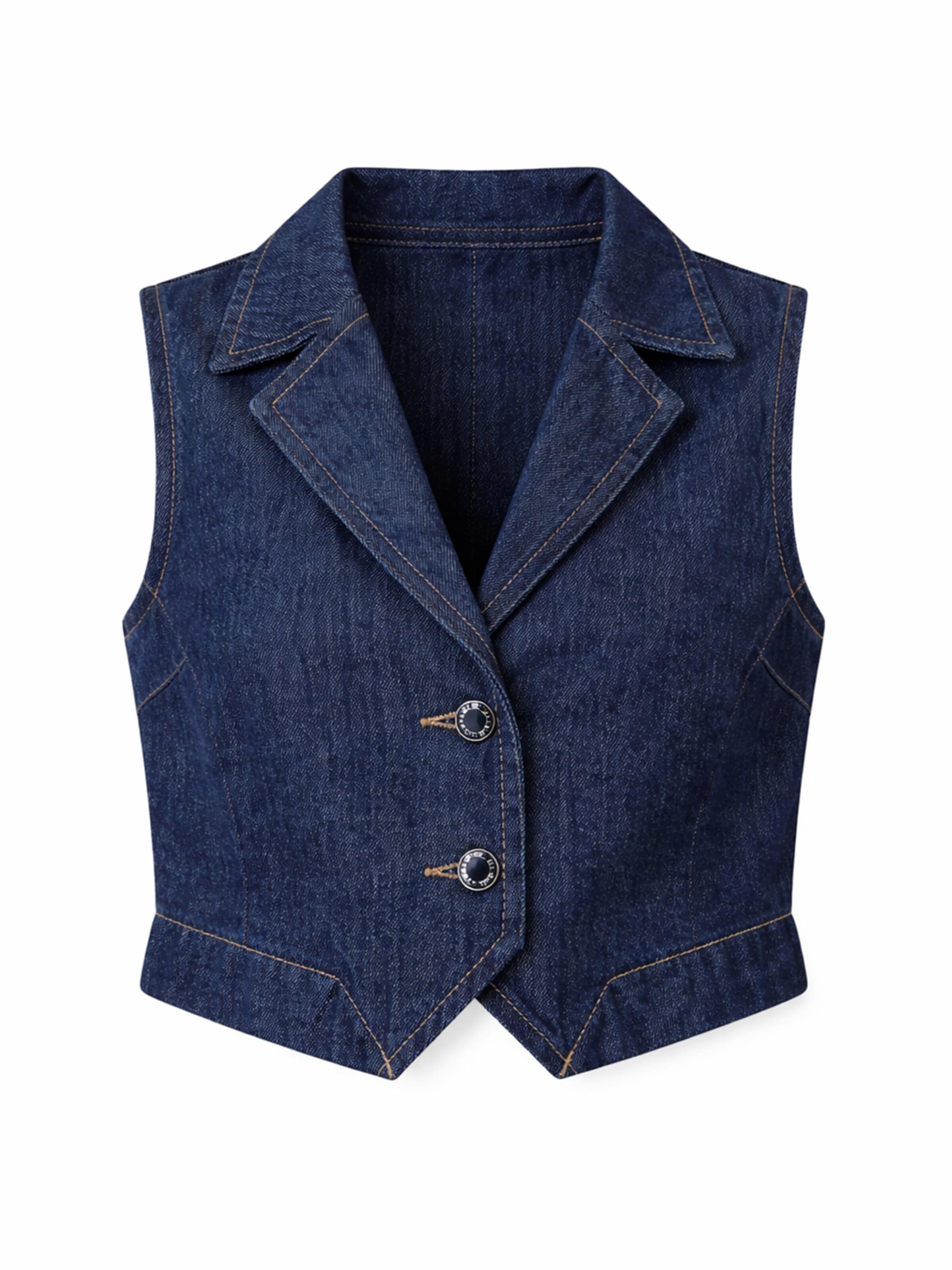 IT'S BASIC Bodywarmer 'DENIM WAISTCOAT' in Blauw: voorkant