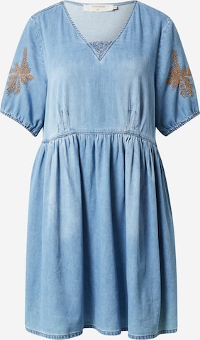 Cream Dress 'Cyrena' in Blue: front