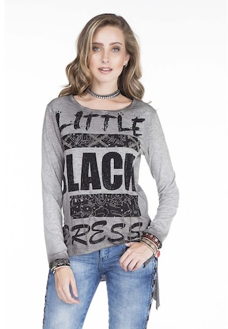 CIPO & BAXX Langarmshirt mit coolem Front-Print in Grau: predná strana