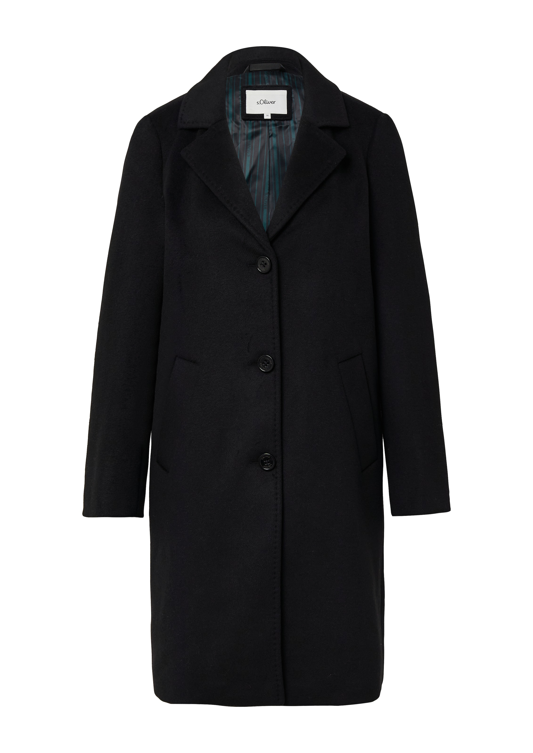 Cappotto di mezza stagione di s.Oliver in nero: frontale