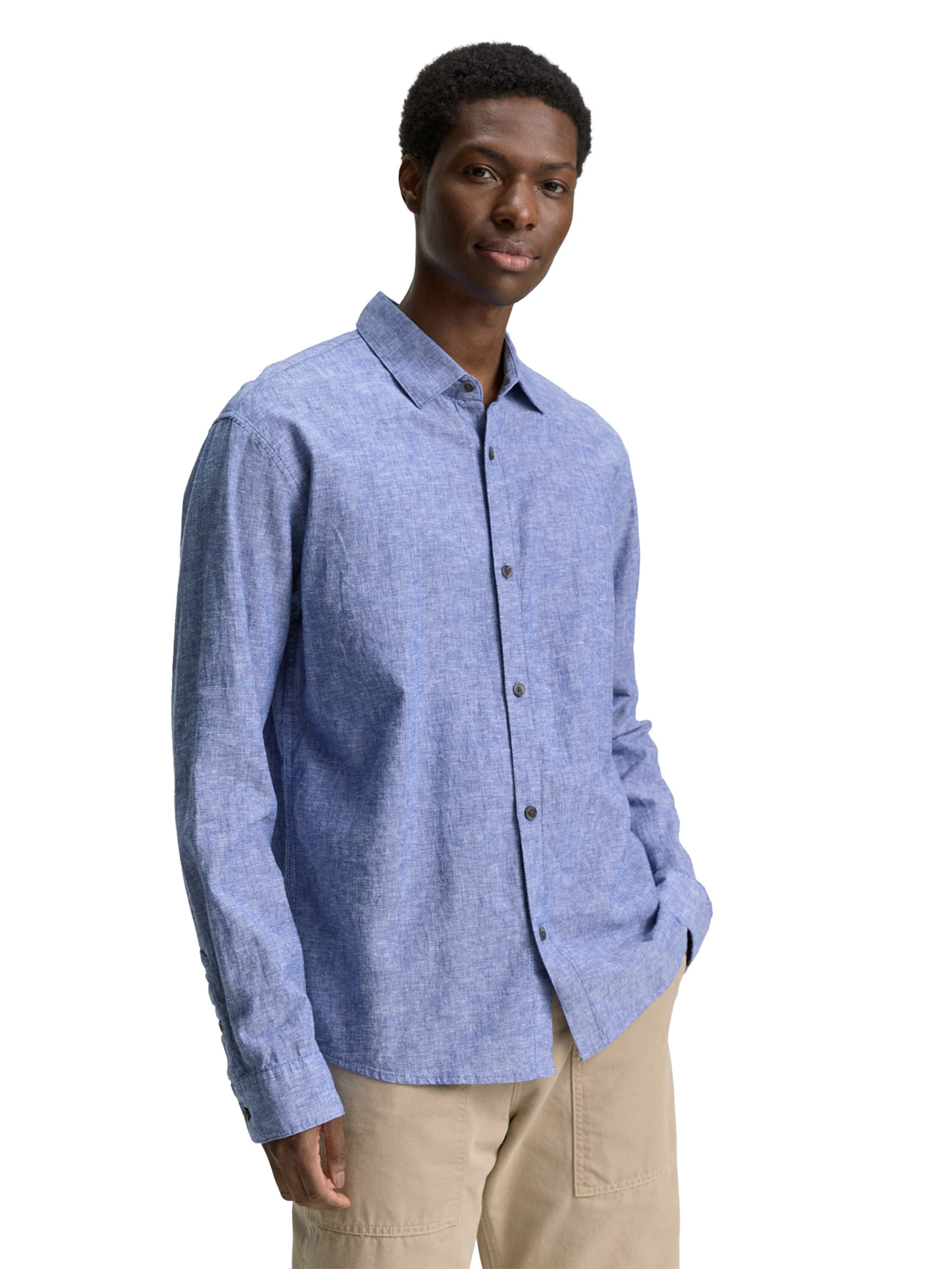 TOM TAILOR DENIM Классический крой Рубашка в Синий: спереди