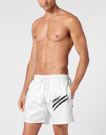 Pantaloncini da bagno di Plein Sport in bianco: frontale