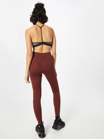 NIKE Skinny Workout Pants 'One Luxe' in Brown