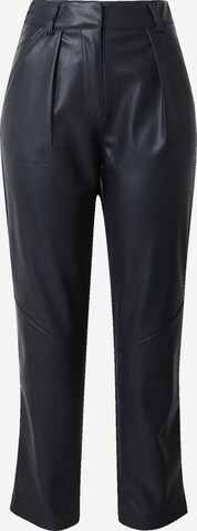 TOPSHOP Regular Pleat-Front Pants in Black: front