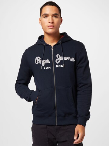 Pepe Jeans Zip-Up Hoodie 'LAMONT' in Blue: front