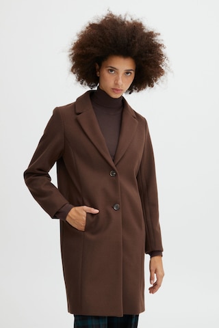 ICHI Between-Seasons Coat 'JANNET' in Brown: front