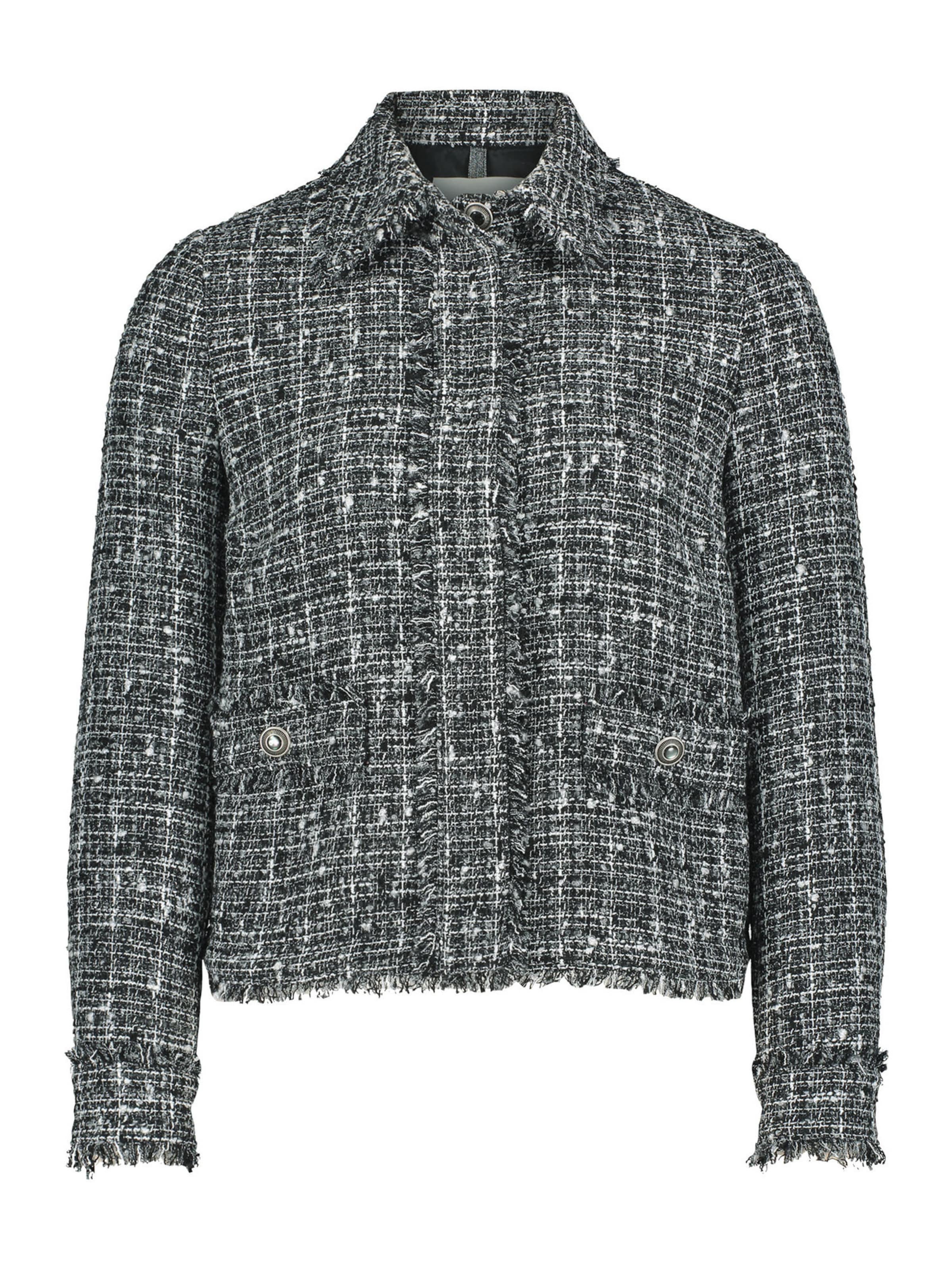 Cartoon Tweedblazer mit Fransen in Grau: Vorderseite