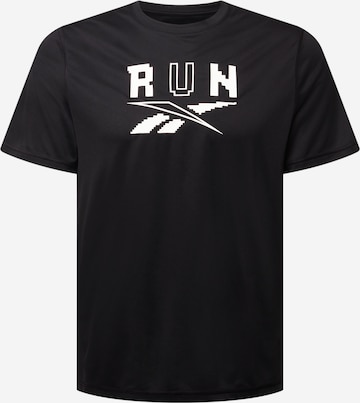 T-Shirt fonctionnel Reebok en noir : devant