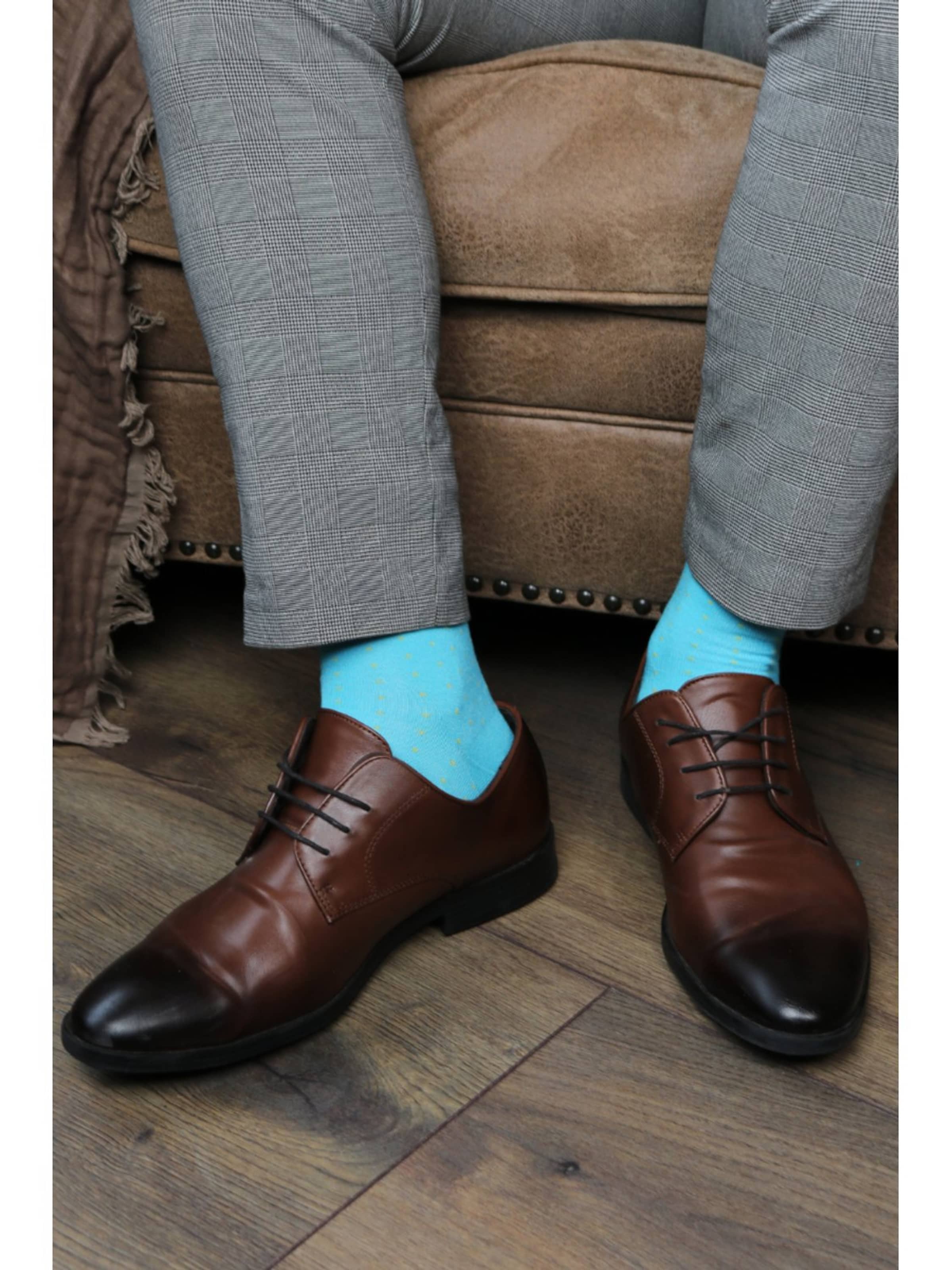 Sokisahtel Sokken ''MARCO bright blue viscose polka dot socks'' in Blauw