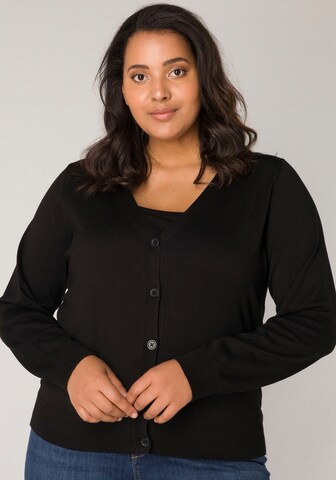 BASE LEVEL CURVY Knit Cardigan in Black