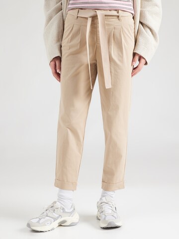 ONLY - Loosefit Pantalón plisado 'ONLRITA-EVELYN' en beige: frente