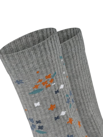 ESPRIT Socks 'Flower Rib 2-Pack' in Grey: front